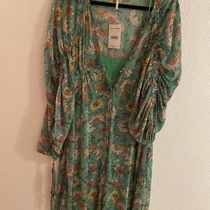 Green floral Free People maxi dress NWT